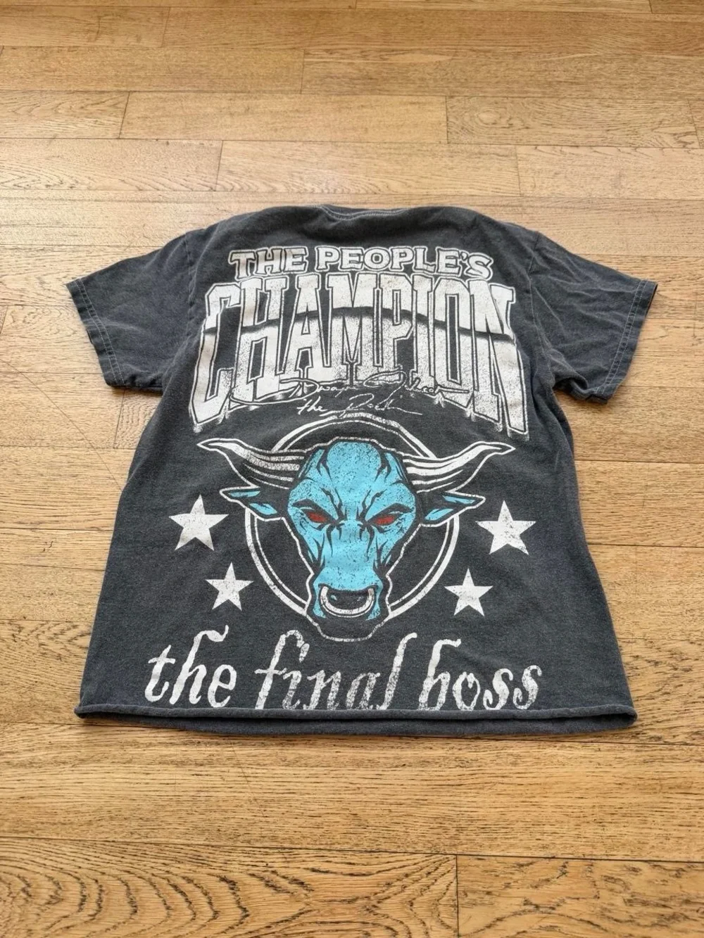 WWE Black The Rock 'The Great One' Graphic Tee with Blue Accents